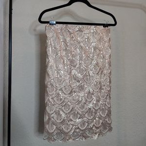 Lulus Sequin Scalloped Edge Midi Skirt